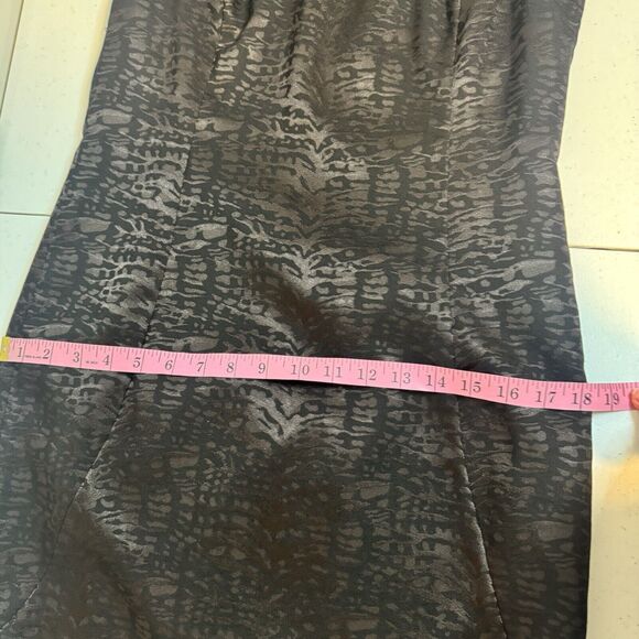 Michael Kors Size 6 Black Brown Animal Print Shiny Sleeveless Shift Dress Lined - Picture 12 of 14